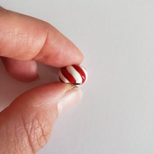 Silver Christmas charm bead red white peppermint